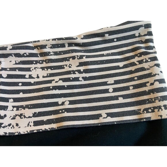 Vintage Y2K Fold Over Flare Yoga Pants Size L Black Low Rise Pink Era Loungewear - Picture 2 of 6